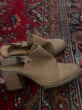 Franco Sarto /Taupe Perforated Slingback Block Heel